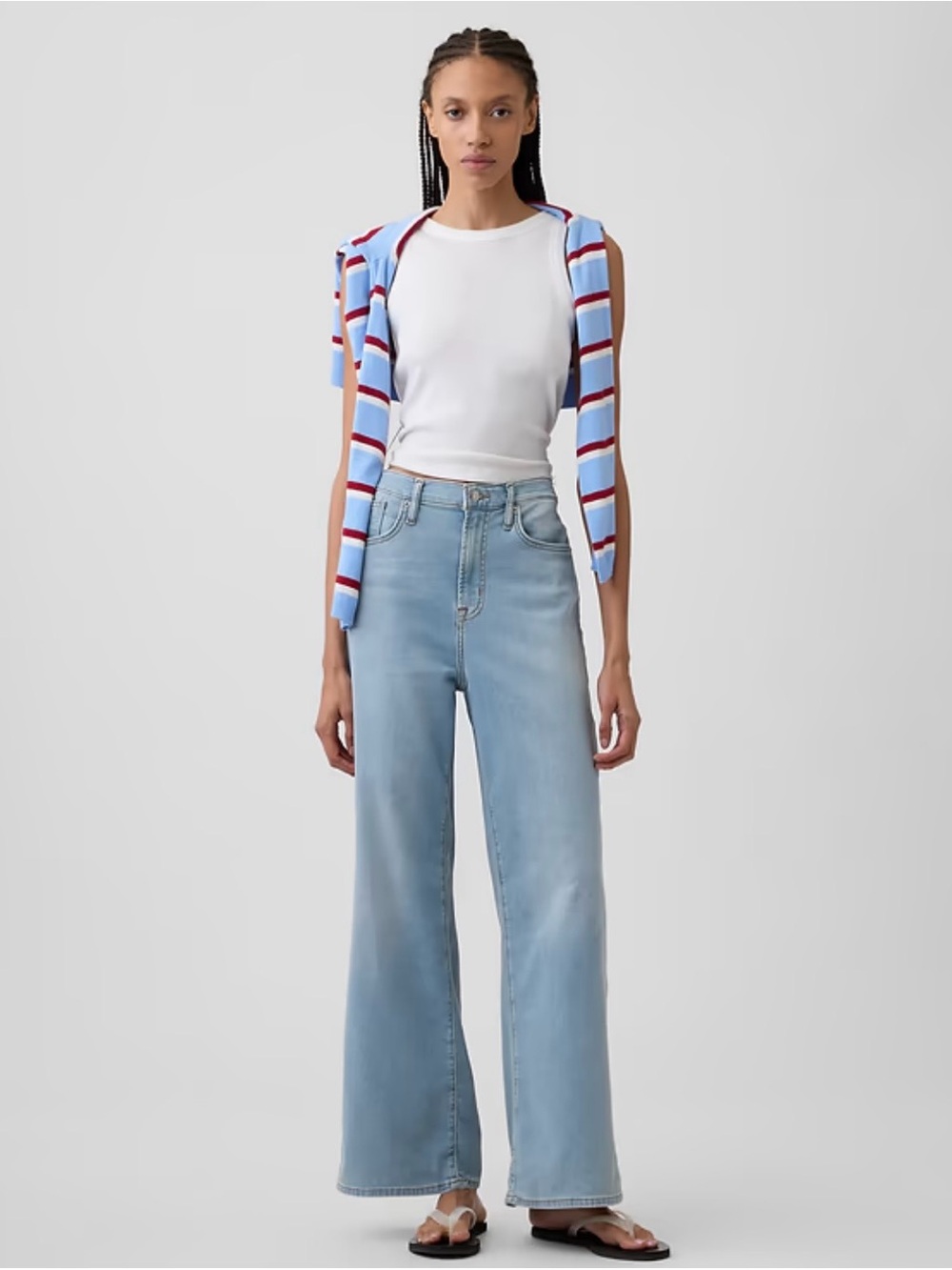 Gap High Rise Wide Leg Soft Sweatpant Jeans Light Wash 30